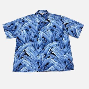 Pacific Legend Blue Tropical Palm Hawaiian  Shirt Size 3XL  Made In Hawaii, USA